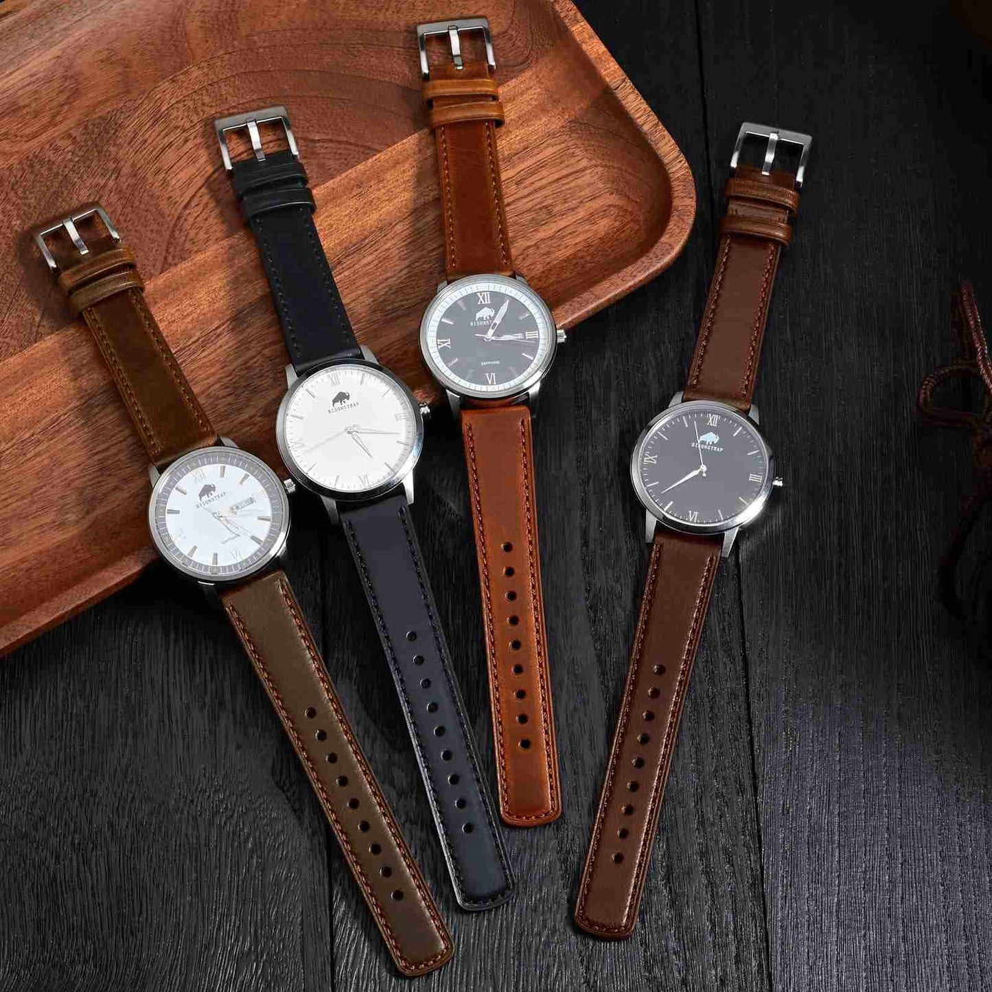 BISONSTRAP Leather Watch Straps, Classic Oil Waxed Leather, Quick Release Replacement Band for Men and Women, 20mm, Coffee Brown/Silver Buckle