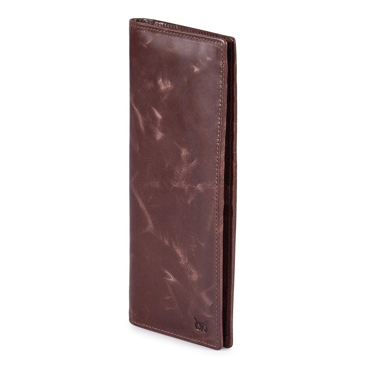 Long Wallet for Men Women Real Leather Bifold RFID Stylish Slim Handmade 2 ID Window Credit Card Holder in Gift Box (Coffee, Wax Pull Up)
