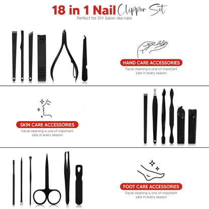 Utopia Care Nail Clippers Professional Nail Kit or Manicure Kit for Women and Men, Stocking Stuffers or Groomsmen Gifts 16Pcs Pedicure Set for Fingernail, Toenail Clippers with Travel Case