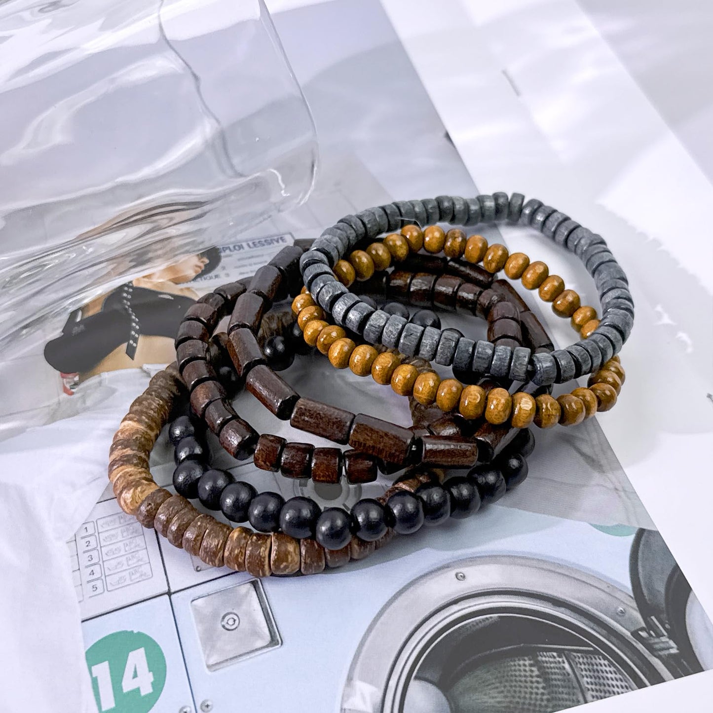 31Pcs Braided Leather Bracelets for Men Women Punk Wrap Cuff Bracelets Hemp Cords Wood Beads Ethnic Tribal Handmade Wrap Wristband Gothic Evil Eye Bracelets Set Adjustable Skull Skeleton Accessories