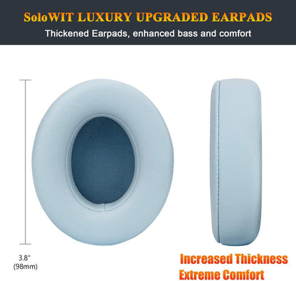 SoloWIT Replacement Ear Pads Cushions for Beats Studio 2 & Studio 3 Wired & Wireless Headphones, Earpads with Soft Protein Leather, Noise Isolation Memory Foam, Added Thickness - Crystal Blue