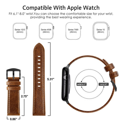EDIMENS Leather Bands Compatible with Apple Watch 49mm 45mm 42mm 44mm Band Men Women, Vintage Genuine Leather Wristband Replacement Band Compatible for Apple Watch iwatch Series 9 8 7 6 5 4 3 2 1 SE2
