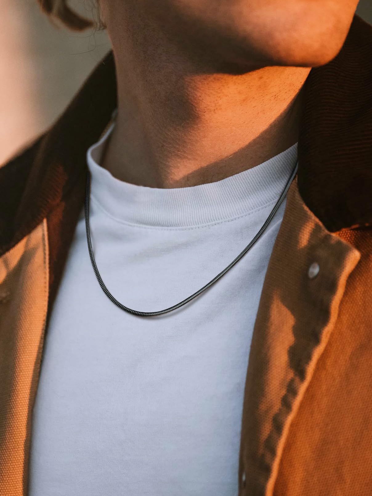 FaithHeart Snake Chains for Women Black Stainless Steel 2 MM Mens Chain Necklace 18 Inch Choker Chains for Ladies