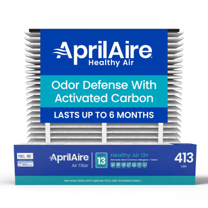 Genuine AprilAire 413CBN Replacement Filter for AprilAire Whole House Air Purifiers - MERV 13 with Carbon, Healthy Home Allergy + Odor Reduction, 16x25x4 Air Filter (Pack of 1)