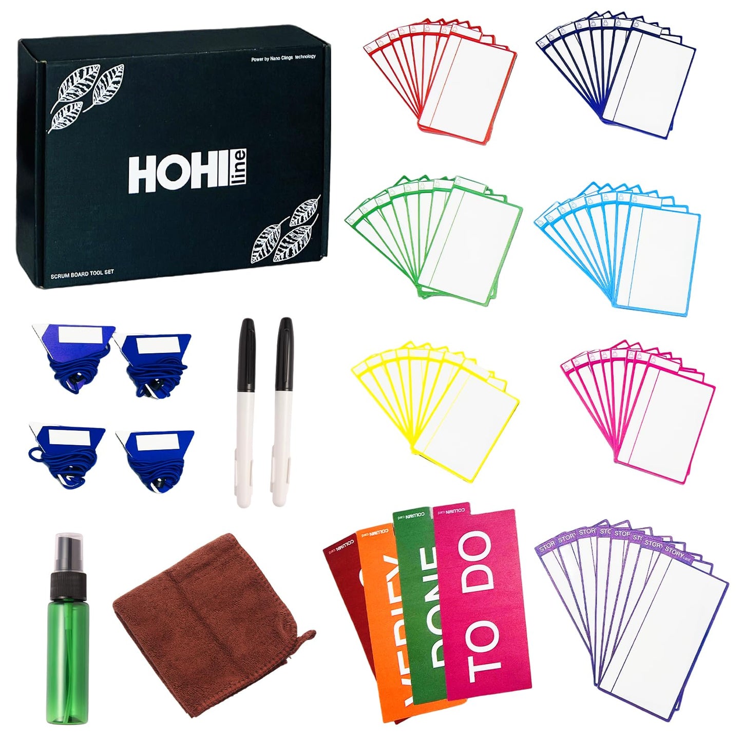 Scrum Board Tool Kit Magnetic Kanban Board, Office Task Management System with to Do, Doing, Verify, Done Columns, 4-Column Workflow Board for Project Planning