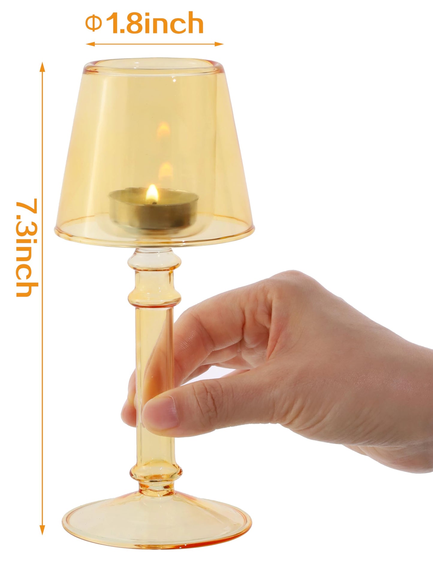 Gurfuy Amber Glass Hurricane Candleholder - Desk Lamp Shaped Glass Hurricane Candle Holder Crystal Decorative Candle Stand for Table Wedding Dinning Centerpieces Party Supplies Festival Decor