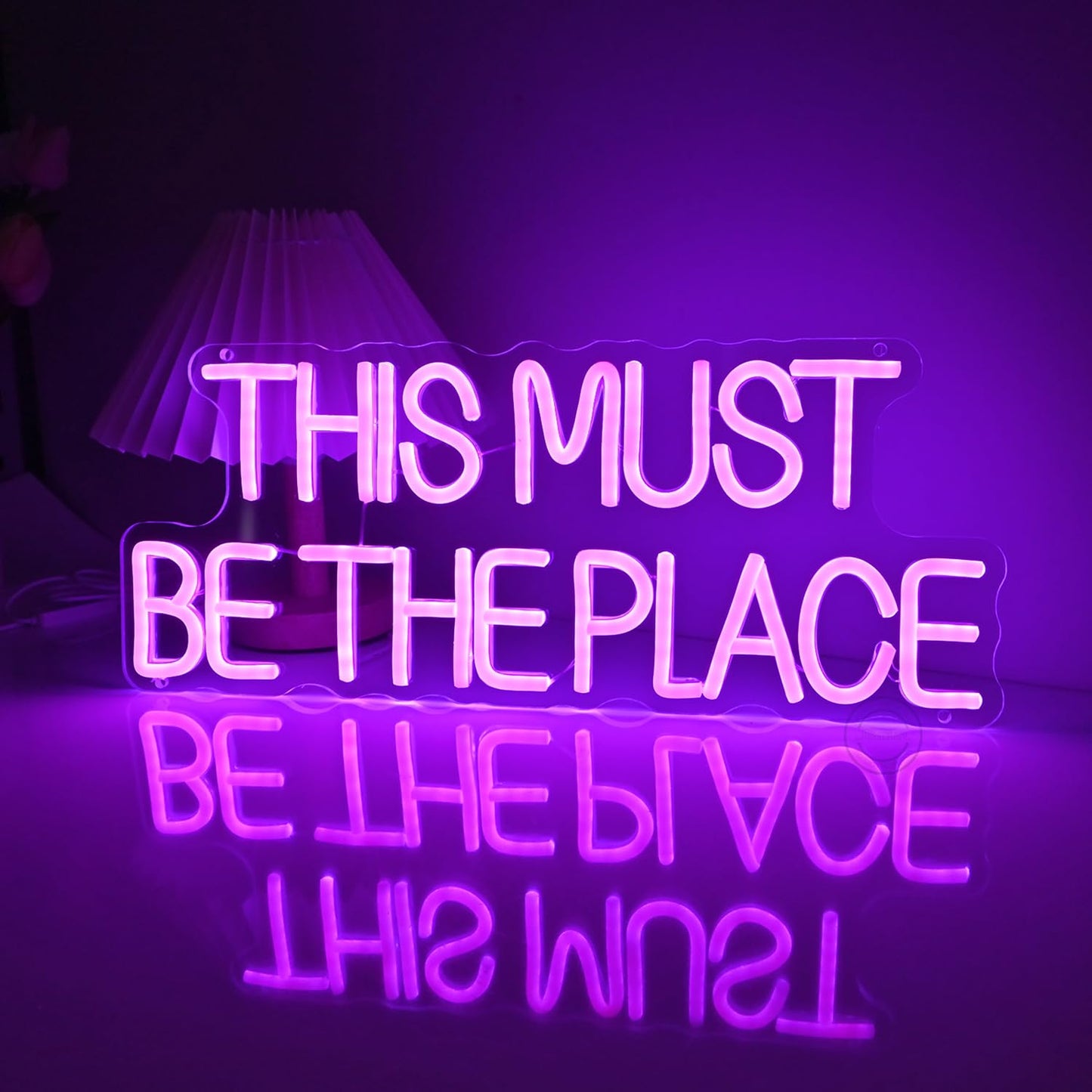 Britrio This Must Be The Place Neon Sign Light Gothic Wedding Birthday Party Decor Girl Bedroom LED Wall Art Decor Home Bar Office Christmas Light 5V USB