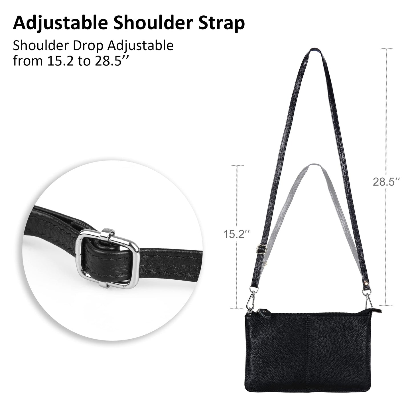 befen Black Women's Genuine Leather Wristlet Clutch Crossbody Phone Bags Wallet Purses and Handbags for Women with RFID Card Slots, Fit Phone 14 Pro Max