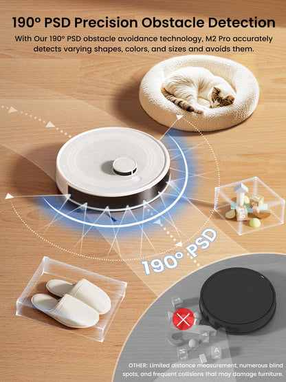 Lefant LiDAR Robot Vacuum and Mop, 450ml Visible Dustbin, Upgraded 190° PSD Obstacle Avoidance, Customized Cleaning, Multi-Floor Mapping, 150 Mins Runtime, WiFi/Alexa/APP, Pet Hair & Carpets, M330 Pro
