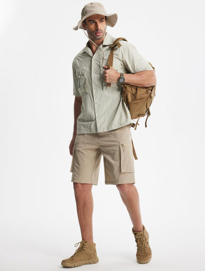Libin Men's Shorts Casual All Day Comfy Quick Dry Lightweight Cargo Hiking Shorts Breathable Stretch Outdoor Sports Travel Summer Clothing with Zipper Pockets Khaki M