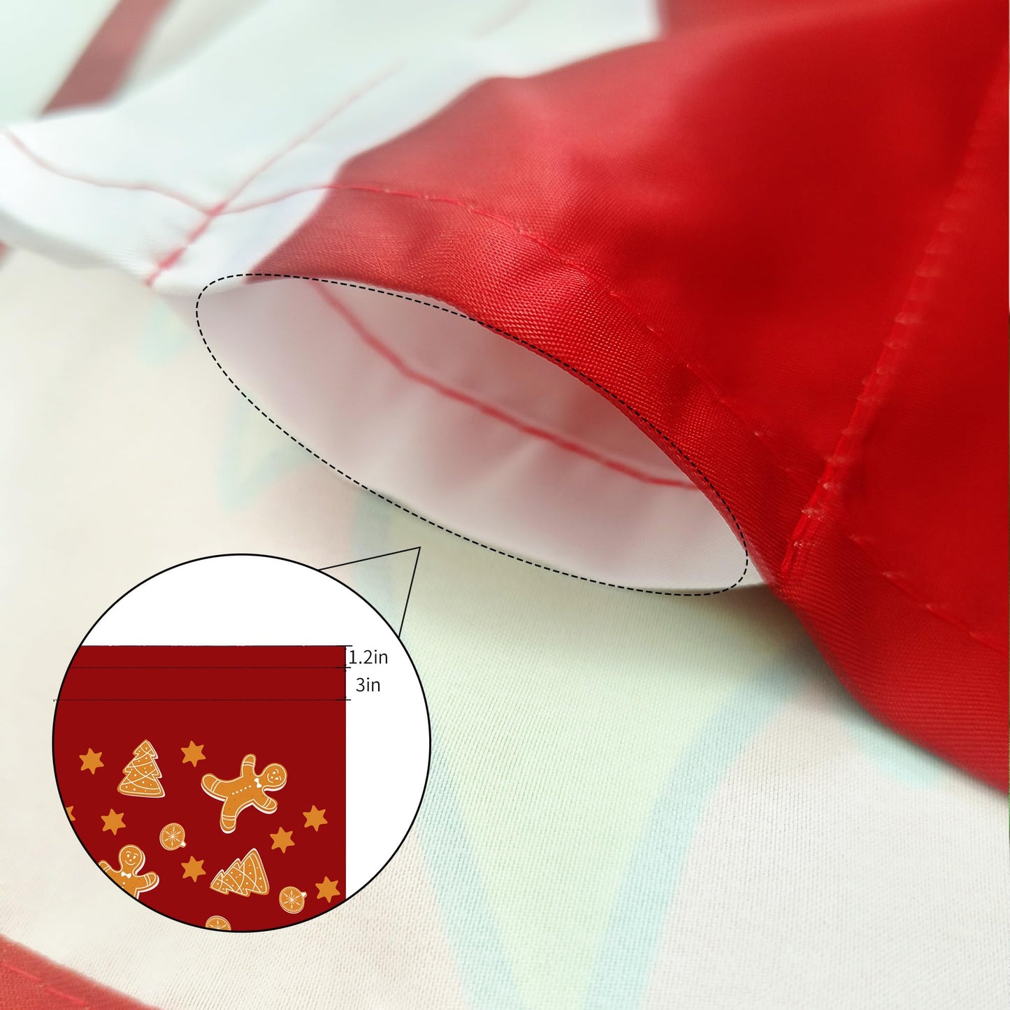 SUNWISHA Christmas Curtain Valances Set 52x18'' - Lively Gingerbread Men/Trees/Stars - Holiday Inspired Character Decor - Rod Pocket Kitchen/Bathroom/Laundry Winter Valances Red