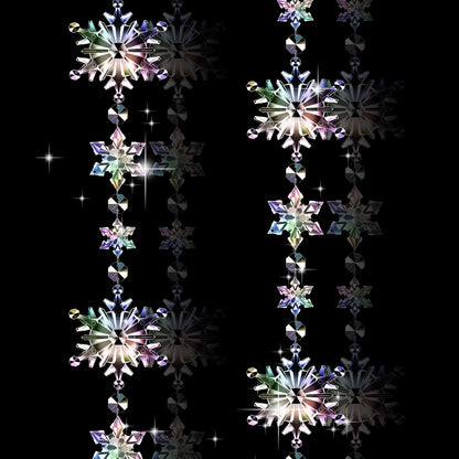 Gerrii 19.6 Feet Christmas Snowflake Tree Garland Acrylic Snow Flake Garland Iridescent Christmas Ornaments 2 Pcs Hanging Crystal Wreath for Xmas Tree Mantel Curtains, 9.8 Ft/Each