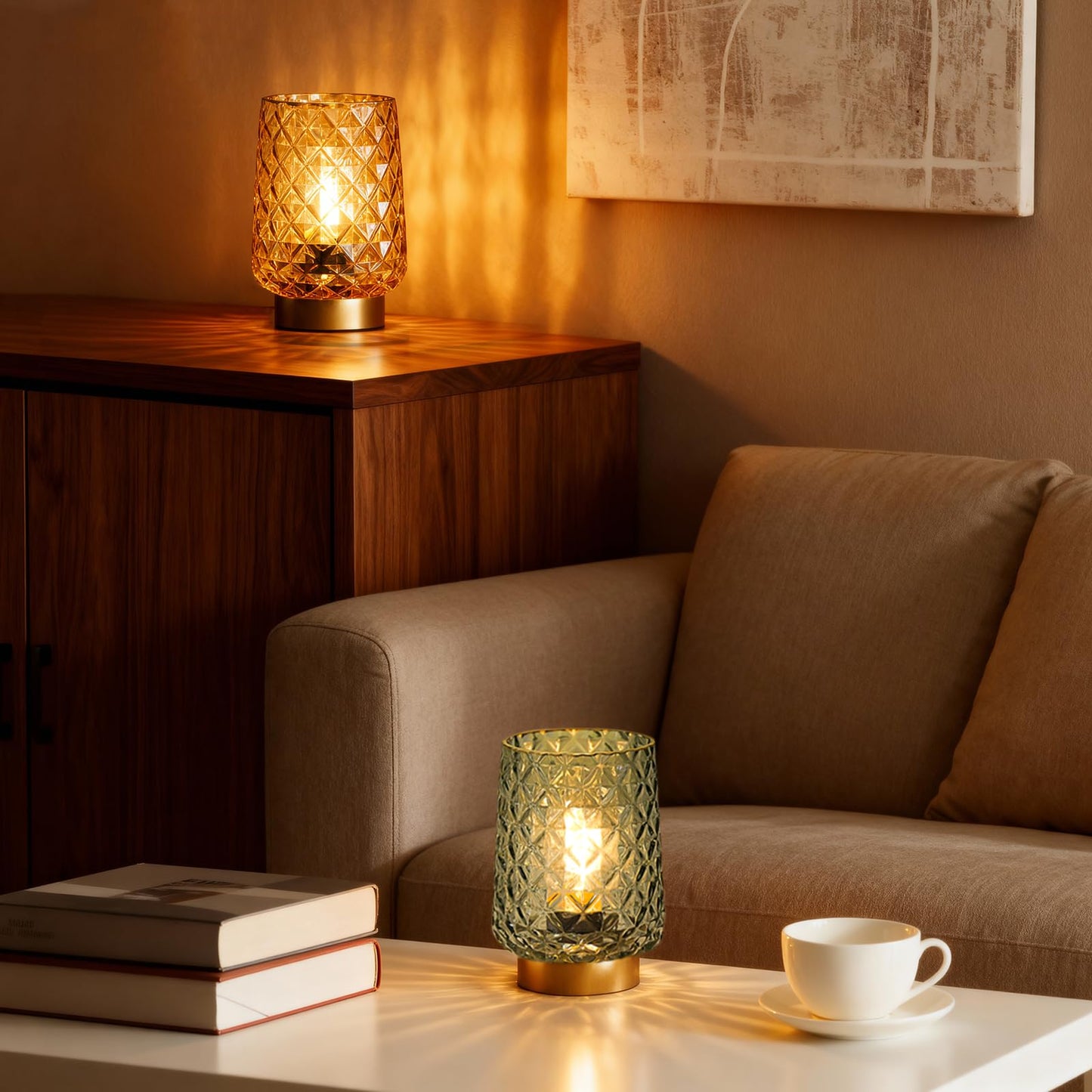 MJ PREMIER Battery Operated Table Lamp, Small Cordless Lamp with Timer Decorative Ambient Lighting, Emergency LED Lamp Nightstand for Bedroom Living Room Indoor Decor Housewarming Gift