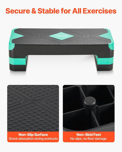 Aerobic Exercise Step Platform - 28-Inch Adjustable Fitness Stepper | Non-Slip Surface for Home Gym Cardio Training
