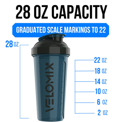 VELOMIX -3 PACK- 28 oz Protein Shaker Bottle for Protein Mixes - 3x Wire Whisk | Leak Proof Shaker Cups for Protein Shakes | Stackable Protein Shaker Bottle Pack | Dishwasher Safe (ColorBurst Set)