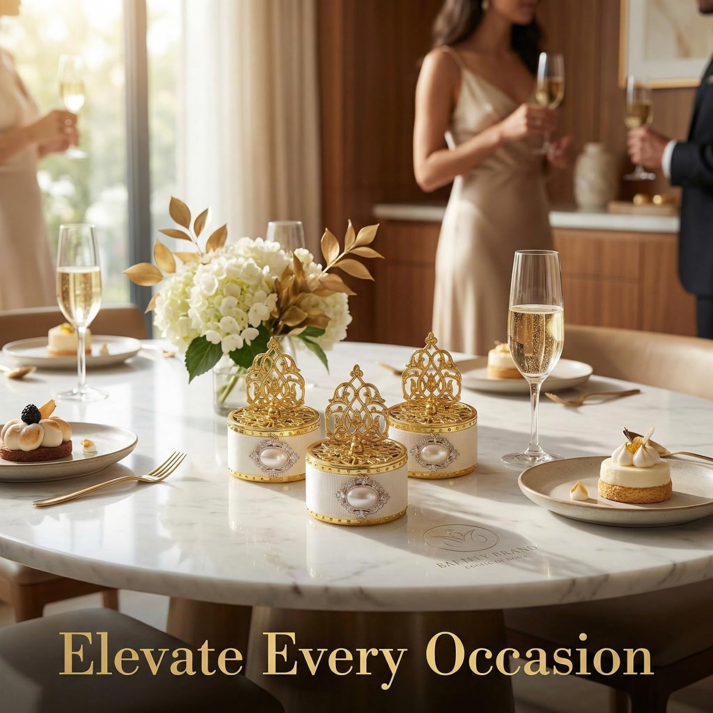 HOLIDYOYO 12pcs Gold Party Favor Boxes Fancy Candy Box Decorative Treat Box European Style Favor Container for Wedding Birthday Anniversary Party
