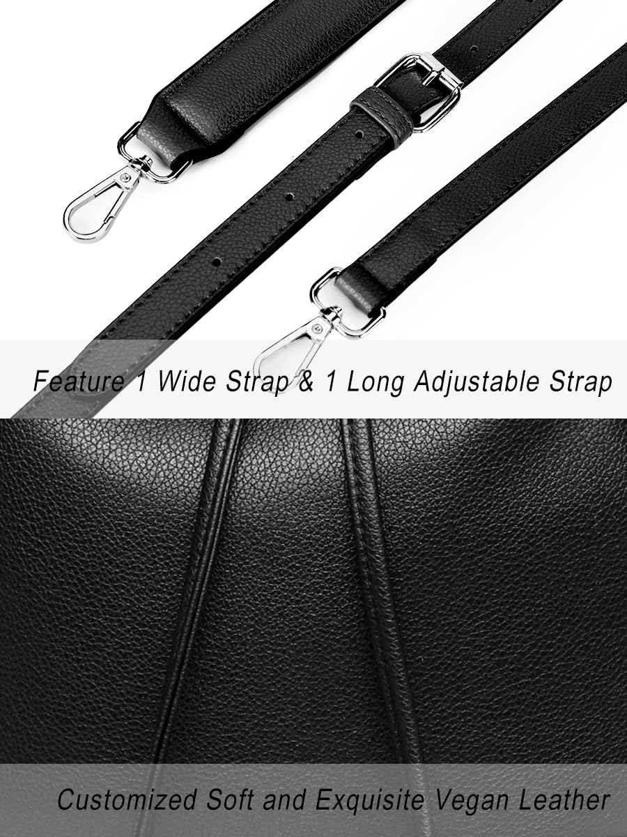 AFKOMST Leather Bucket Bags and Drawstring Crossbody Purse for Women Medium Tote and Hobo Handbags with 2 Shouder Straps