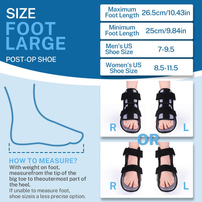 KUAZIDAR Post Op Shoe Foot Brace - Air Walker Boot, Orthopedic Surgical Cast Shoe for Broken Toes, Injured Foot Protection, Stress Fracture Recovery Medical Boot (Right, Suit for 9.84"-10.43")