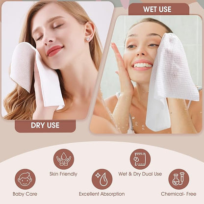 2Pack Disposable Face Towel Facial Cloth Thicker Large Size 10"X12" Towelettes
