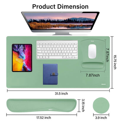 MOSISO Keyboard Mouse Pad Set, Large Gaming Mousepad&Keyboard Wrist Rest&Mouse Wrist Rest&Coaster, Ergonomic Non-Slip Mousepad&Easy Typing Cushion with Memory Foam for Home Office, Emerald Green