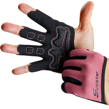 SueStar Partial Weight Lifting Gloves, 3/4 Finger Workout Gloves for Men Women, Full Palm Protection & Silicone Grip Gym for Weightlifting Exercise Fitness Smartwatch Friendly