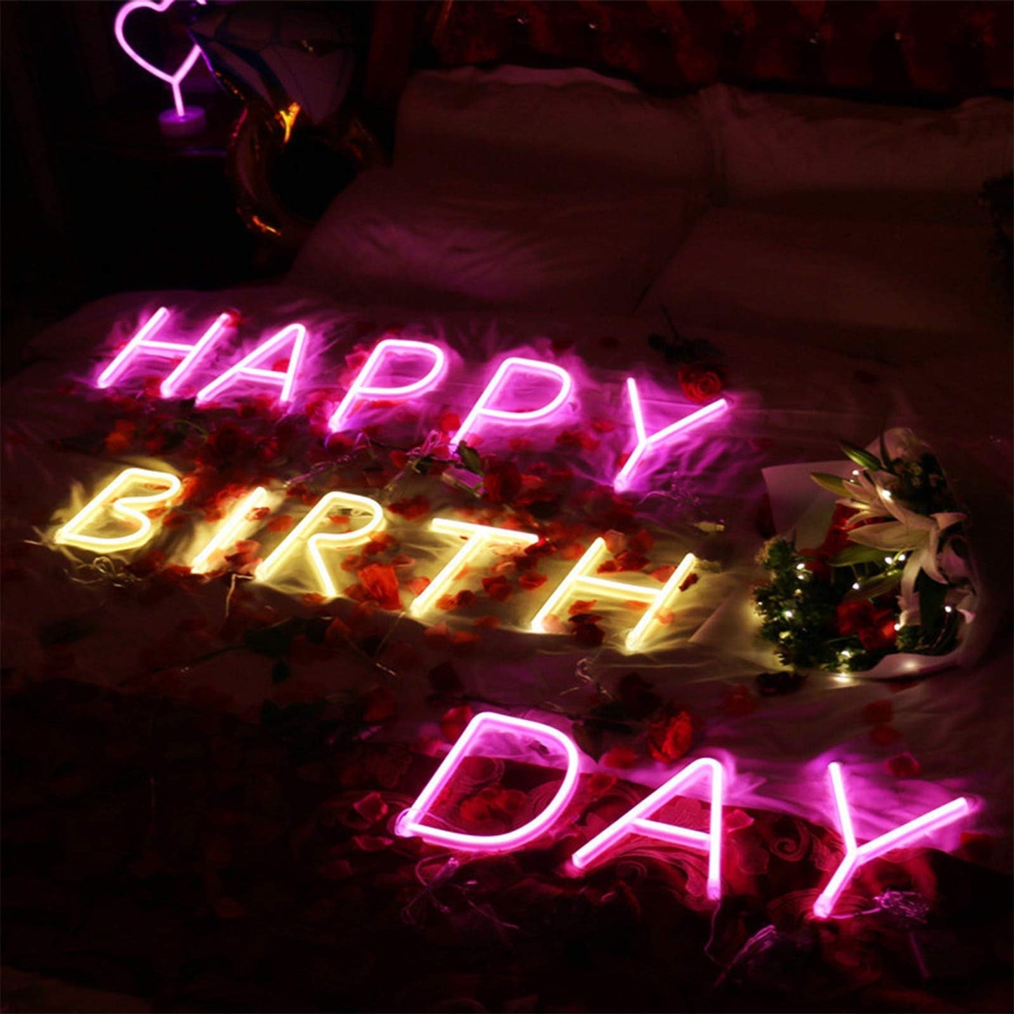 LED Letter Neon Lights Light Up Pink Neon Letters LED Alphabet Neon Letter Sign Lights Battery/USB Powered Neon Signs Words Night Lights for Wall Home Bar Christmas Birthday Party Wedding (A)