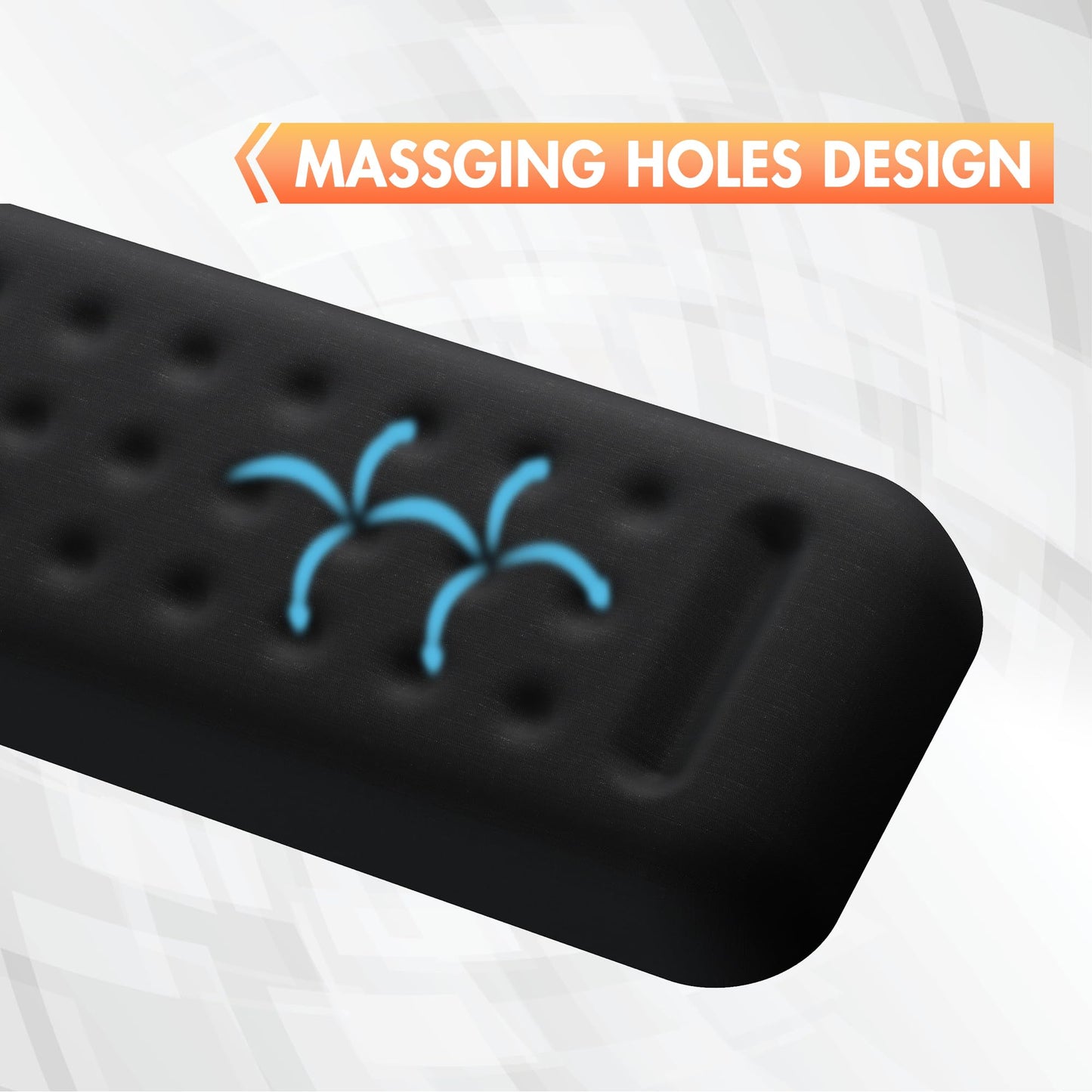 Keyboard Wrist Rest - 17 3/8 in Wrist Rest for Computer and Laptop with Massage Dots, Memory Foam Wrist Pad for Keyboard with Non-Slip PU Base for Ergonomic Wrist Support.