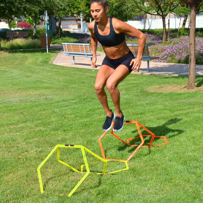 ZUKAM Hex Agility Rings for Speed Training & Agility Footwork Training Speed Hurdles Ladder with Carrying Bag (6 Rings)