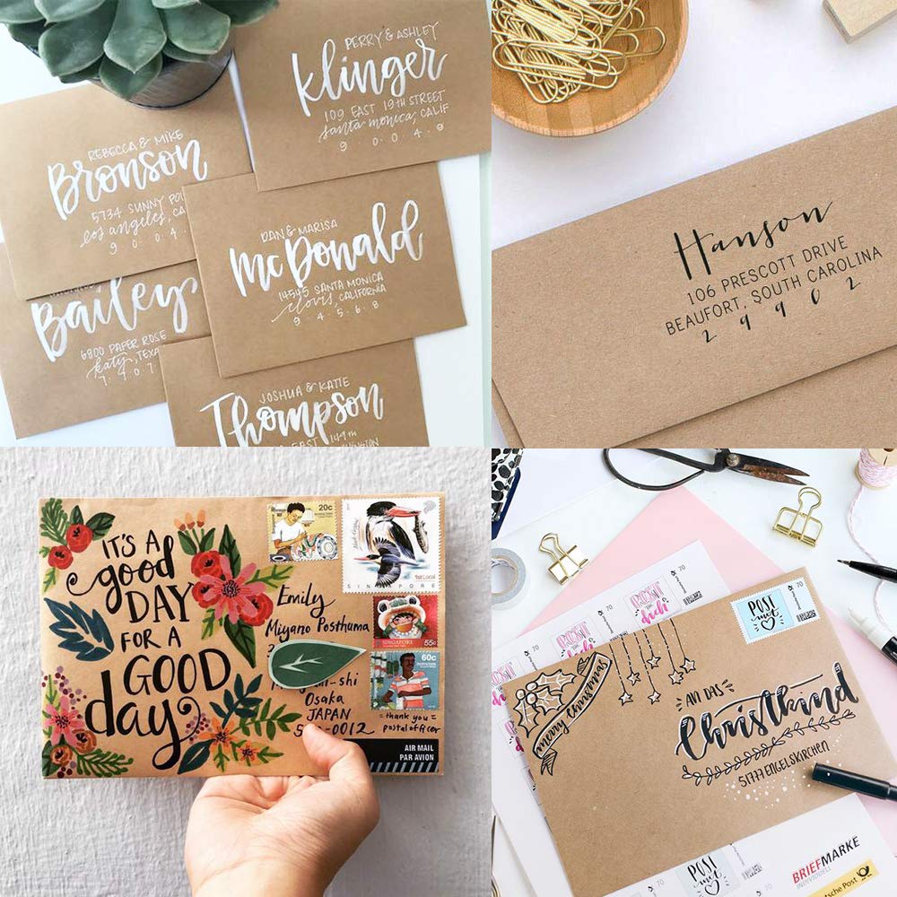 Supla 150 Pcs A7 Invitation Envelopes in Brown Kraft Peel & Seal Self Seal 5 1/4 x 7 1/4 Envelopes 100lbs. Paper Stock for Weddings Shower Invitations Mailings Announcements 5 x 7 Greeting Cards