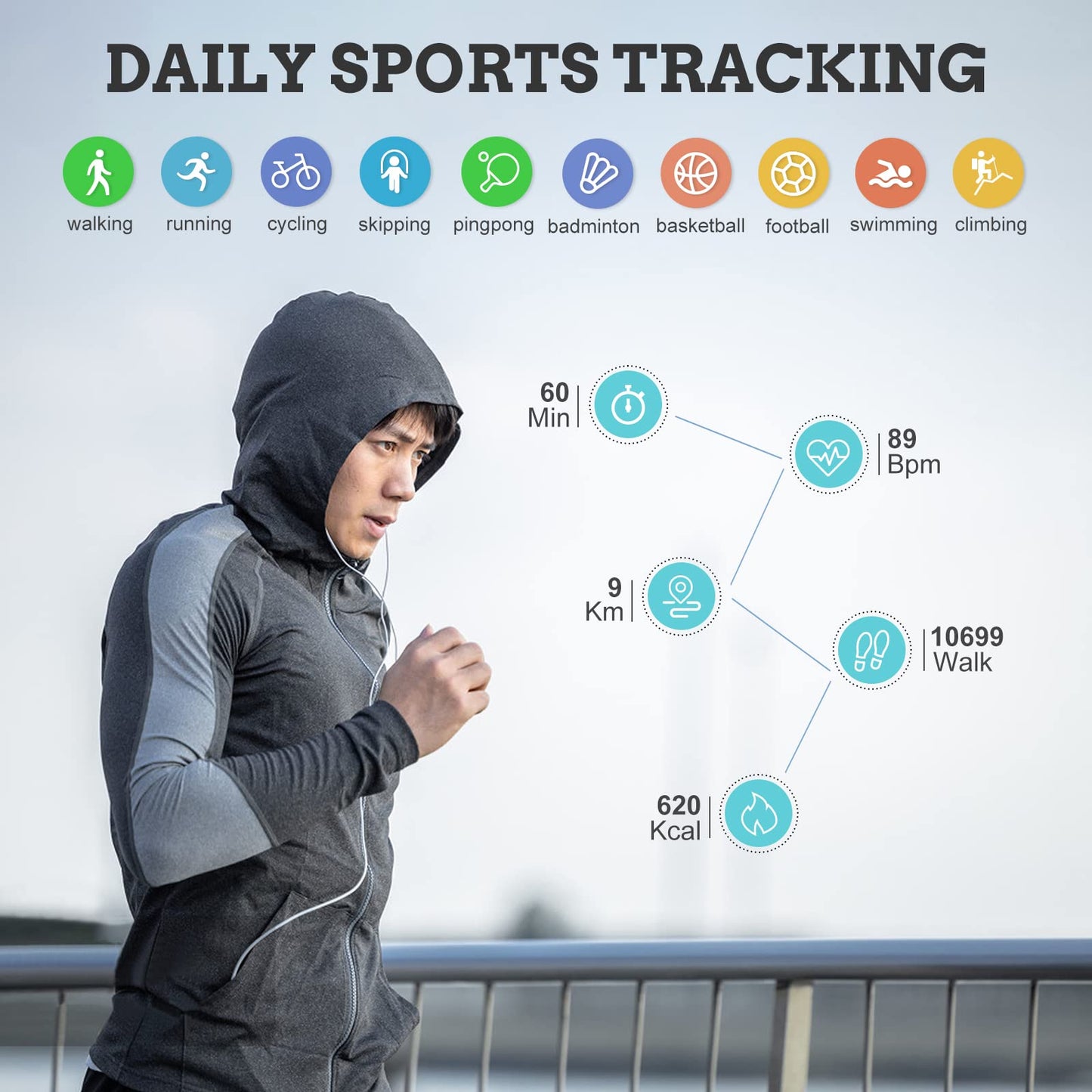 FILIEKEU Leather Men Smart Watch for Android iOS, Bluetooth Calls Voice Chat with Heart Rate Fitness Tracker, 1.3" Full Touch Screen IP67 Waterproof Silicone Activity Tracker for Men