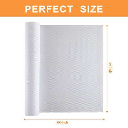 FLPMIX Shelf Liner for Kitchen Cabinets 14 inch Wide - Waterproof Cabinet Liner, Non-Adhesive, Easy to Cut Drawer Mat for Pantry Shelves, 14" X300 Inch White