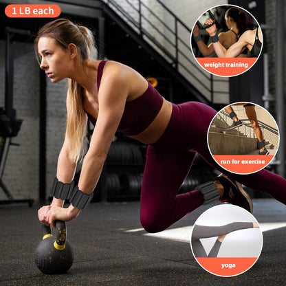 YOVKOK Adjustable Ankle Weights for Women Men,Wrist Weights set for Walking Running,1 Pair (1Lbs Each) Silicone Workout Weights for gym fitness, Jogging,yoga,pilates,strength training,physical therapy (Black)