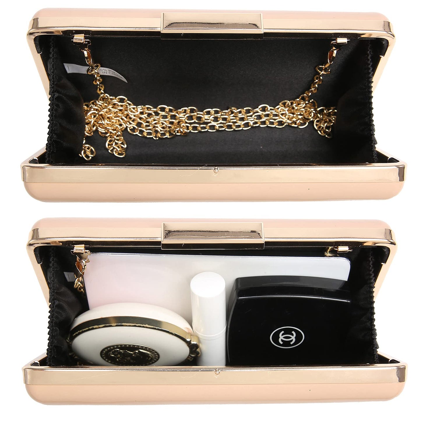Dasein Women Evening Purses Clutch Bags Formal Party Clutches Wedding Purses Cocktail Prom Handbags (Patent Leather Camel)