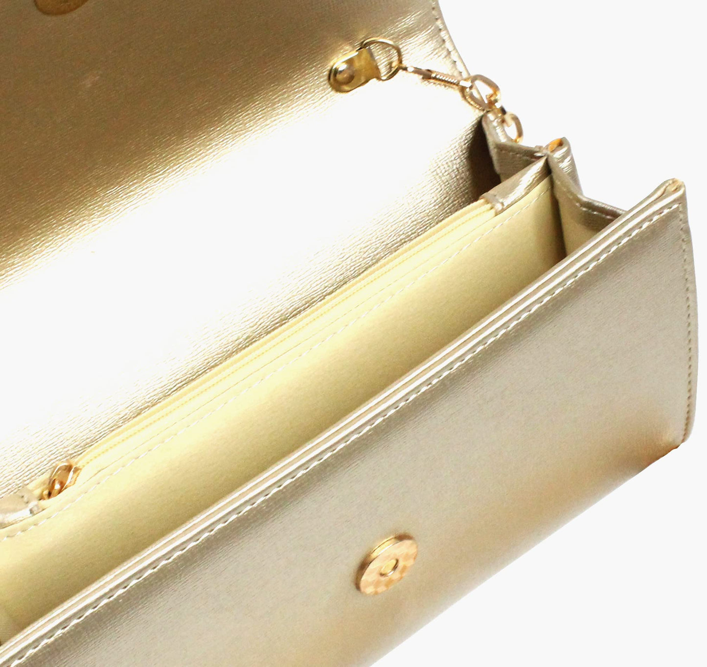 Autumnwell Clutch Purse Evening Bag for Women，Envelope Handbag With Detachable Chain（gold）