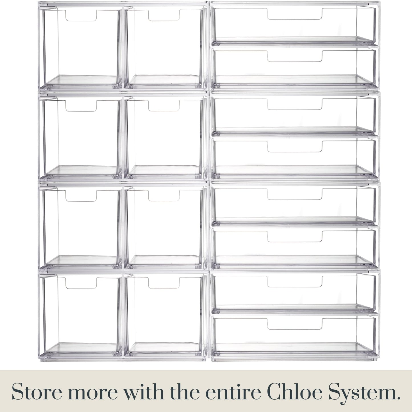 STORi Chloe Space-Saving Clear Drawer Organizer (4 Wide Drawers) Sort Office, Kitchen, Beauty Supplies, Makeup, Pens, Jewelry, Stationary, Made in USA