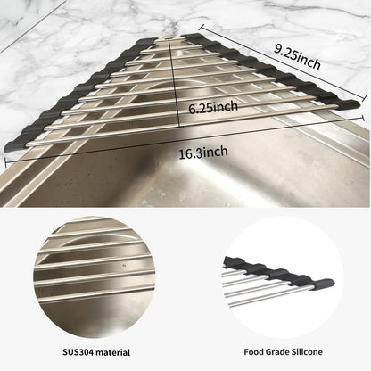Ahyuan Roll up Dish Drying Rack Over The Sink Kitchen Roll up Sink Drying Rack Portable Dish Drainer Foldable Dish Drying Rack (Warm Gray, 17.8''X17'')