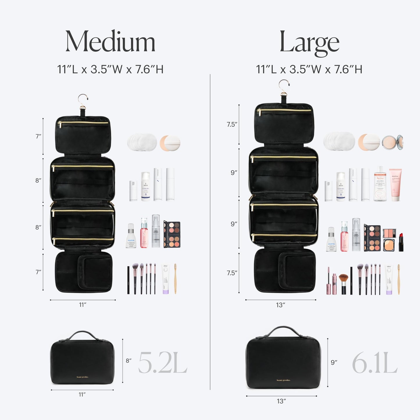 Hanging Travel Toiletry Bag For Traveling Men and Women, Holds Makeup, Toiletries, Shaving Kits, Medicine Bag, Folds and can be Packed Easily With Hanging Hook, Perfect for the Frequent Traveler