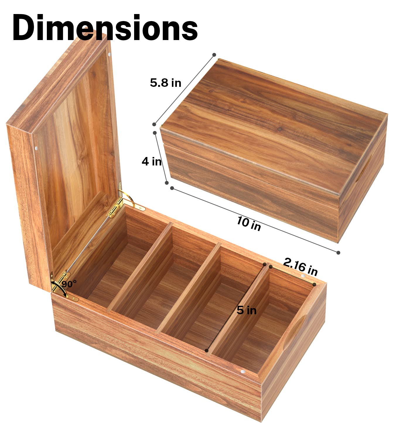 Neando 3x5 Index Card Organizer Box with Lid – Acacia Wood Note Card Holder with 200 Cards & 20 Dividers, Holds 600 Cards, 4 Compartments, Magnetic Closure – Desktop Storage for Study, Office, Recipes
