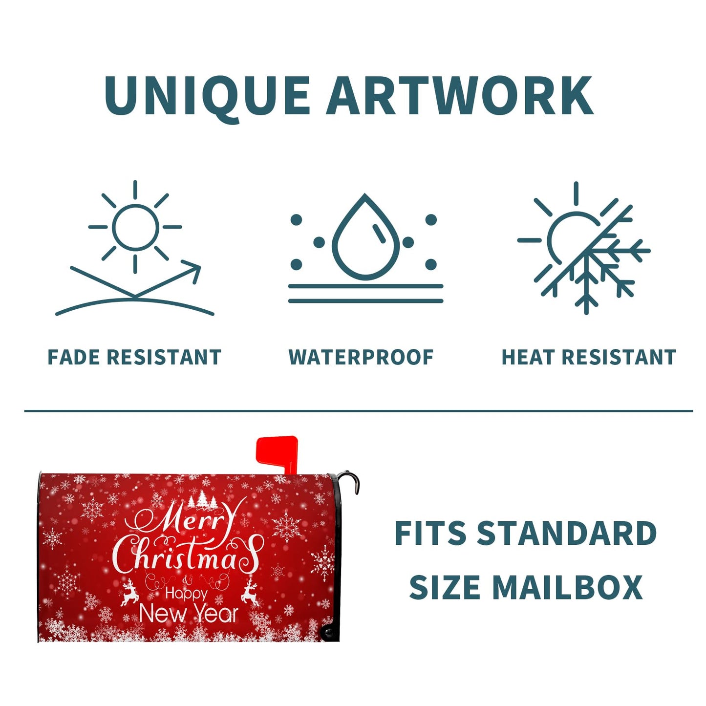 Anyako Merry Christmas Mailbox Cover Snowflake Welcome Red Mailbox Covers Magnetic Standard Size 21" X 18" Winter Xmas Holiday Mailbox Wrap Post Letter Box Cover Decor for Home Outdoor Yard Garden