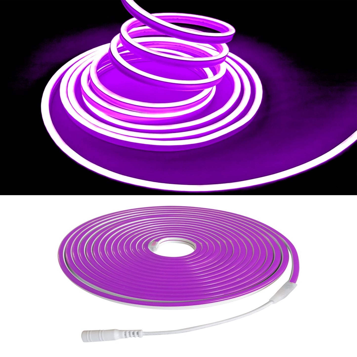 Maxlaxer Purple Neon LED Strip Lights, 16.4ft 12V Waterproof Flexible Light for Indoor/Outdoor Decoration (Includes Power Adapter)