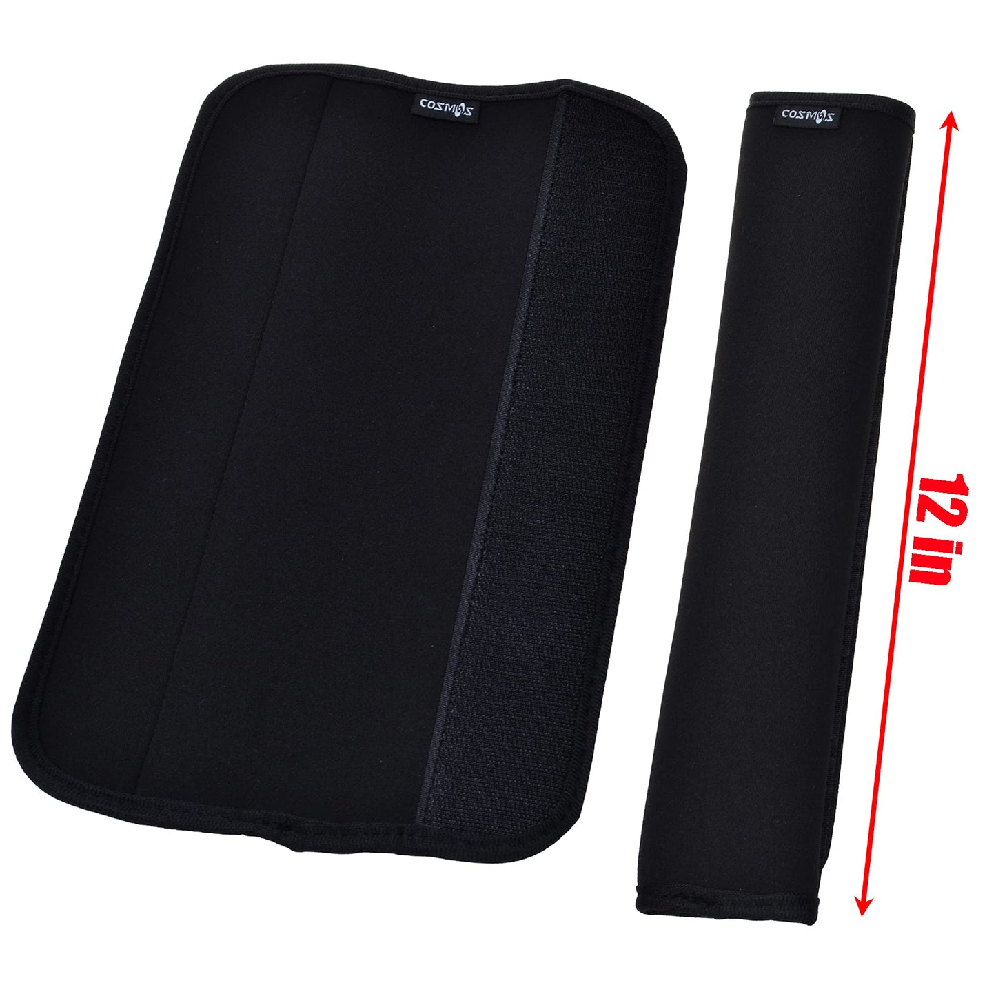 Cosmos 2 Pcs Neoprene Comfort Shoulder Strap Pads for Laptop Bag, Messenger Bag, Sport Bag, Travel Bag - Black, 12 Inches Long