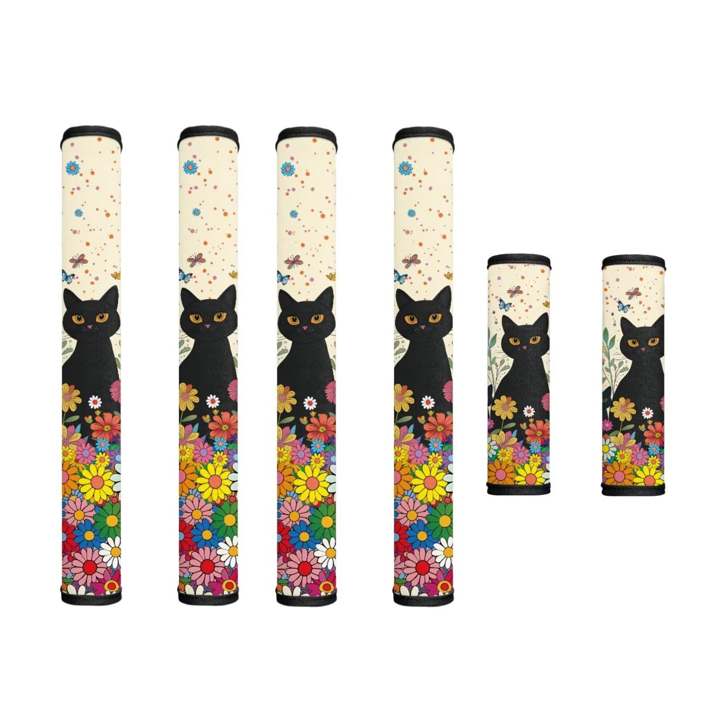 Hwzdsyxl Black Cat Daisy Print Refrigerator Door Handle Covers Set of 6 Kitchen Appliance Handles Decor Anti-Static Fridge Handle Cover Keep Off Fingerprints Oil Stains Food Spot