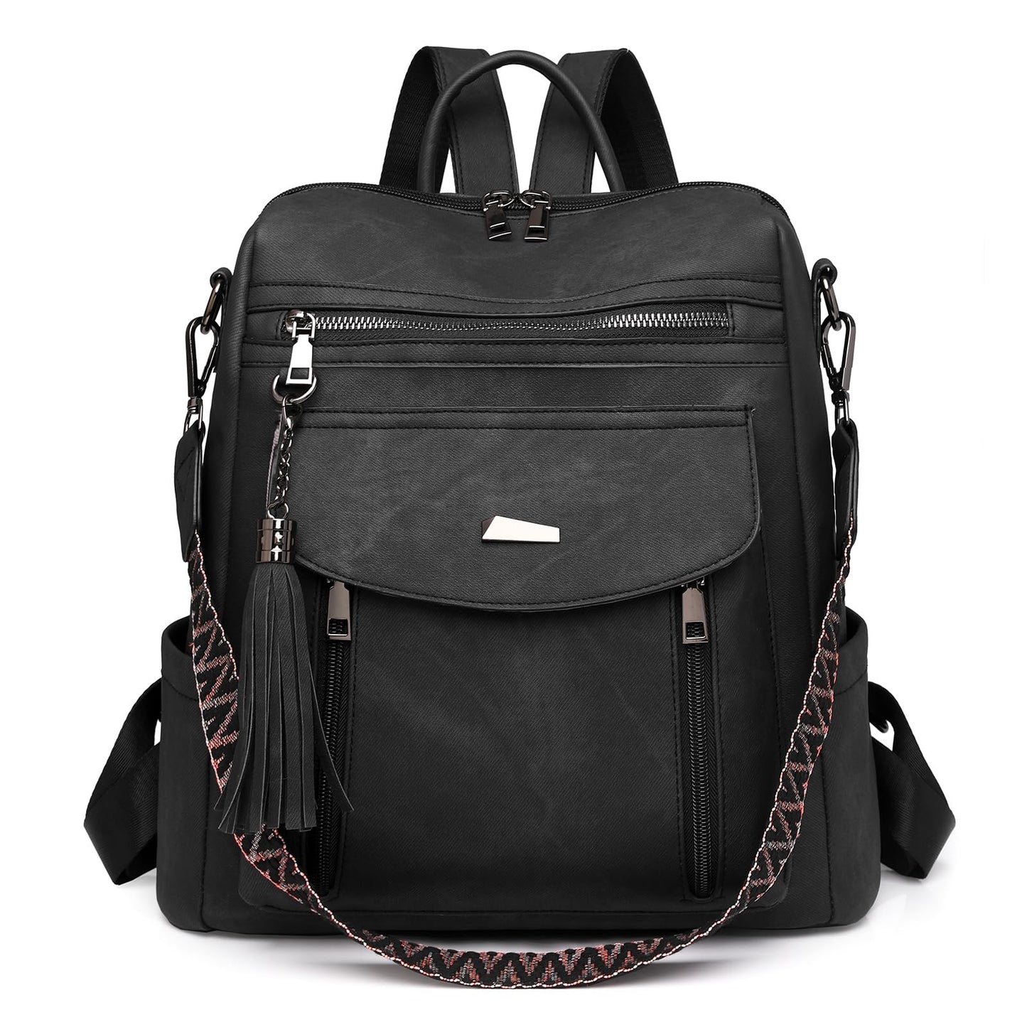 GAEKEAO Backpack Purse for Women Fashion Designer Ladies PU Leather Shoulder Bag Convertible Handbags for Travel Daily Use College Black