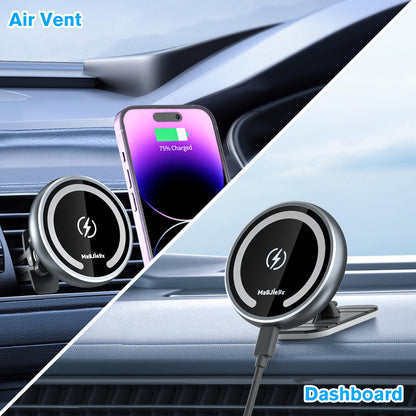 Magjieyx for Magsafe Car Mount Wireless Charger Magnetic Fast Charging Compatible with iPhone 16,15,14,13,12,Pro Max,Mini,Magsafe Case, Air Vent and Stick On Dashboard Car Phone Holder