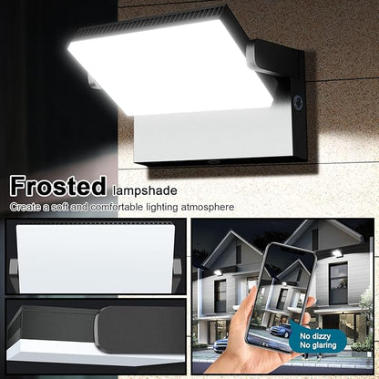 Modern Sleek Flood Lights Outdoor, 120W 5000K Dusk-to-Dawn Photocell with 360° Rotation, 14200LM IP65 Waterproof LED Security Wall Pack for Building,Yard,Driveway (4 Pack)