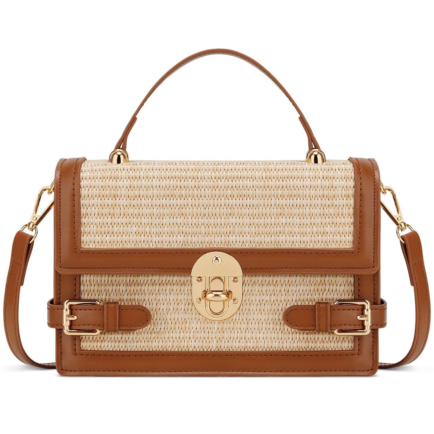 KKXIU Straw Purses for Women – Summer Beach Shoulder Purse & Clutch Handbag, Woven Crossbody Bags for Women, Brown