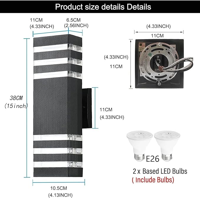10Pack 15inch Outdoor LED Wall Lights,4000K Day White Outdoor 18W Wall Light Aluminum Body Waterproof IP65 led Porch Light for House Patio Garage Garden.(No Sensor)
