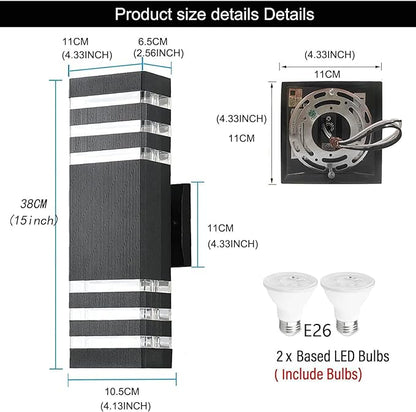 10Pack 15inch Outdoor LED Wall Lights,4000K Day White Outdoor 18W Wall Light Aluminum Body Waterproof IP65 led Porch Light for House Patio Garage Garden.(No Sensor)
