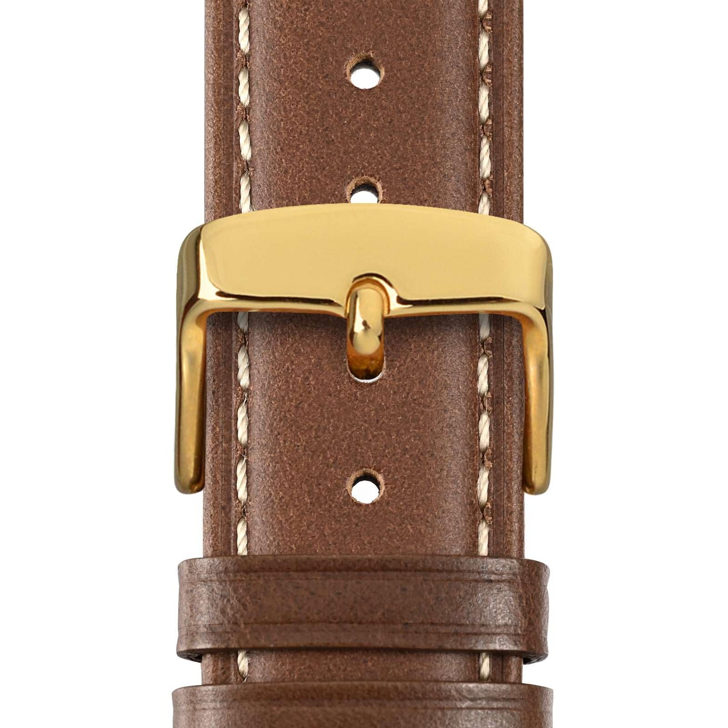 WOCCI 16mm Vintage Leather Watch Band for Men and Women, Gold Buckle (Cinnamon Brown)