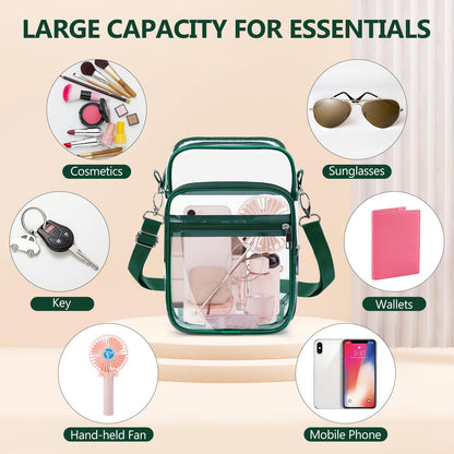 Blvornl Clear Crossbody Bag with Adjustable Shoulder Strap, Stadium Approved PVC Purse Bag, Messenger Bag